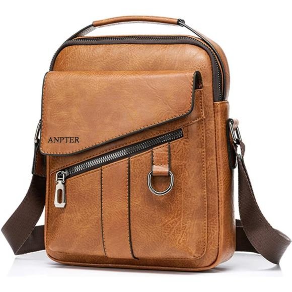 Messenger Bag for Men Crossbody Shoulder Purse Small Vintage PU Leather Satchel - Picture 1 of 6